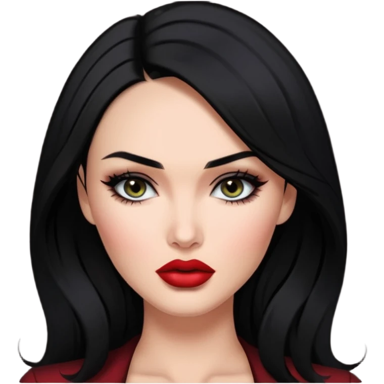 “Emoji girl, femme fatale, black hair. megan fox vibes emoji