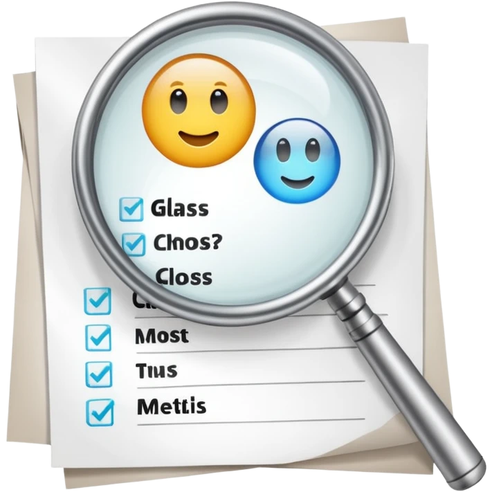  lente di ingrandimento foglio con scritte a risposte multiple emoji