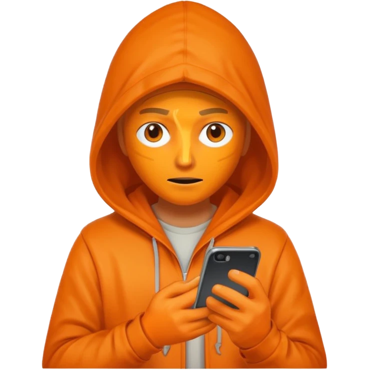 hooded-on-their-phone-making-money orange skin emoji
