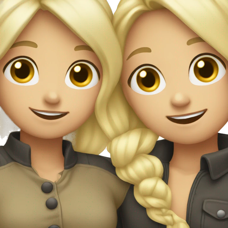 blonde and brunette hug emoji