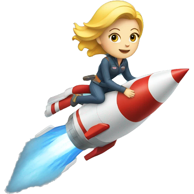 white woman riding a rocket emoji