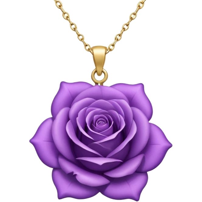  Realistic Purple rose head charm, 14k sparkling Gold necklace emoji