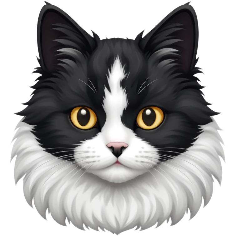 black and white cat, mostly white emoji
