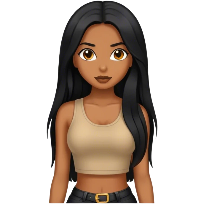 Tan girl with black long hair and hot outfit emoji