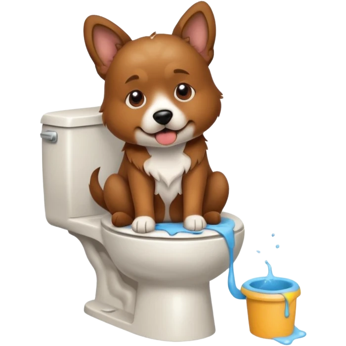 Dog poops on the toilet emoji