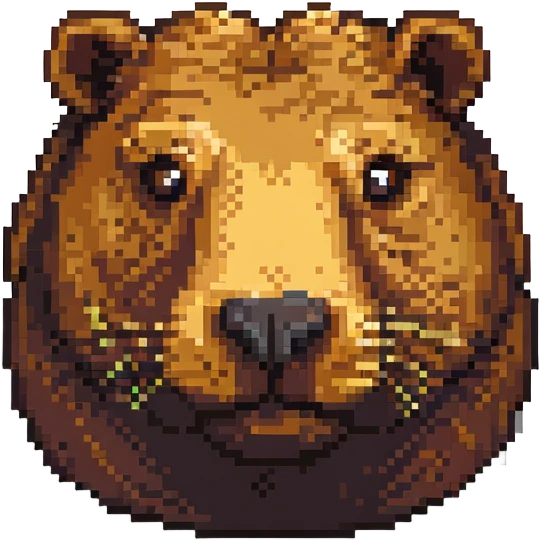 capybara face close-up pixel art style emoji