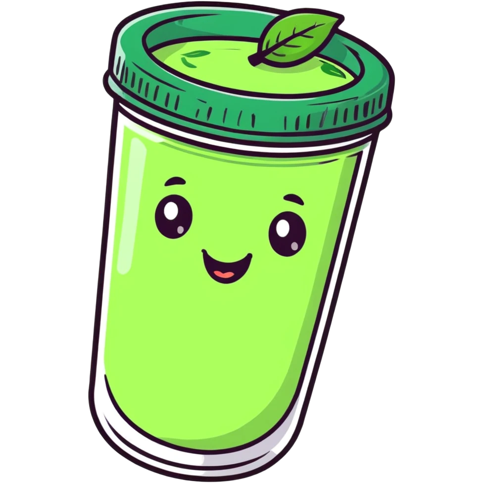 cute cartoon mint chutney character with smiling face emoji