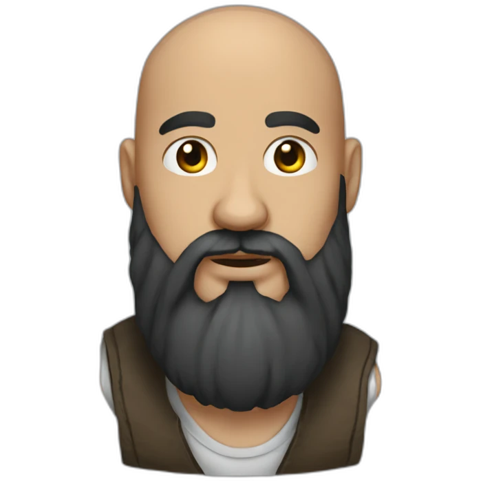 Medium skin bald man with long black beard emoji