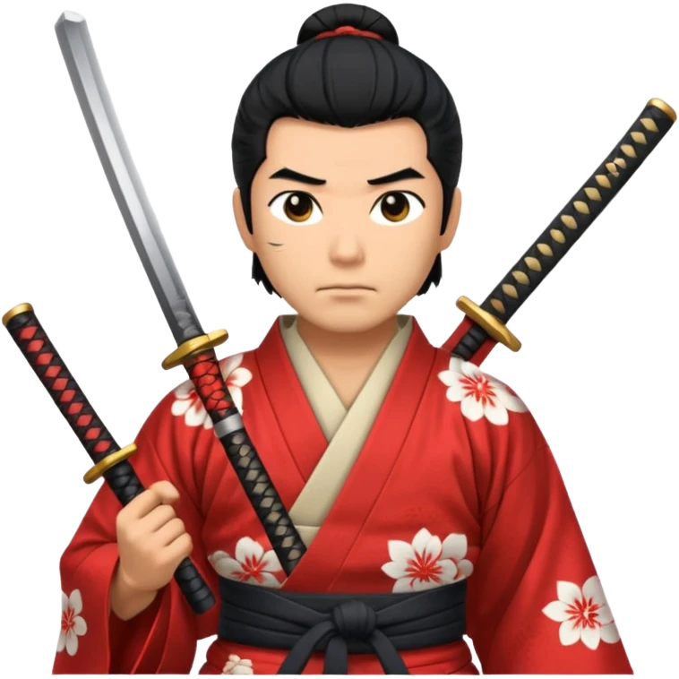 man samurai holds katana, still pose. emoji