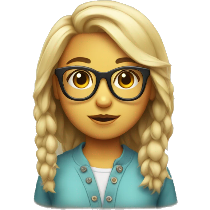 Cute chick with glasses emoji