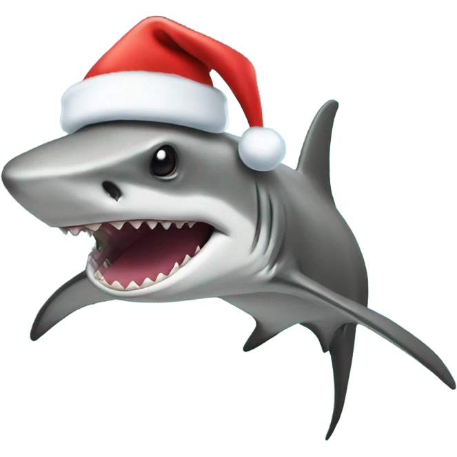 Hammerhead shark with a Santa Claus hat emoji
