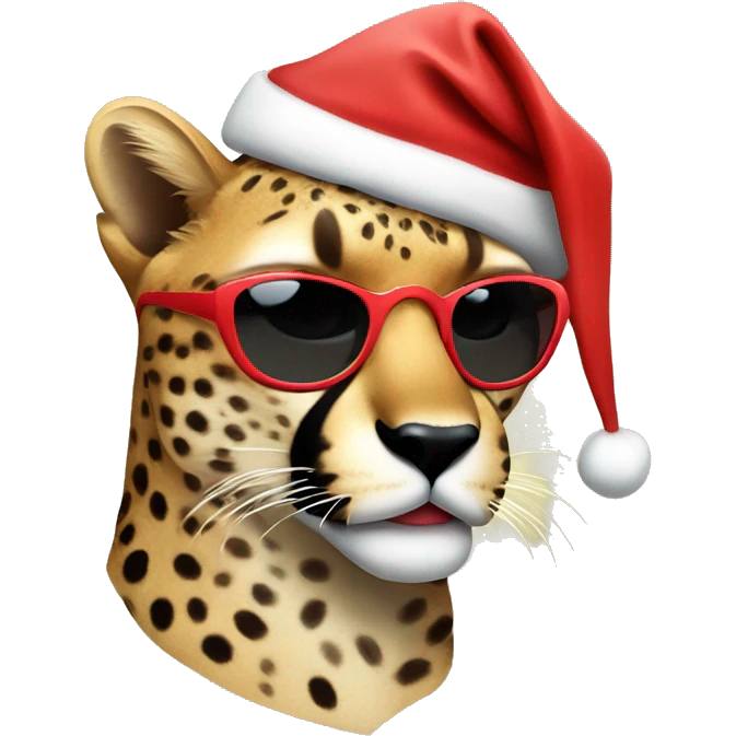 Cheetah with a Santa hat and sunglasses emoji