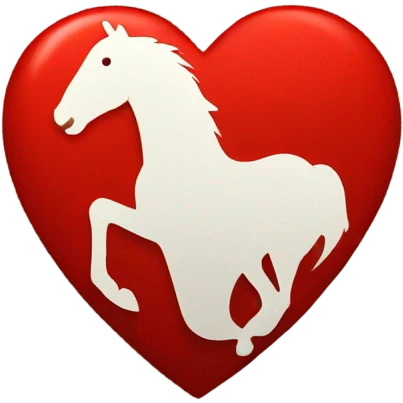 Horse shadow centered within a red heart emoji