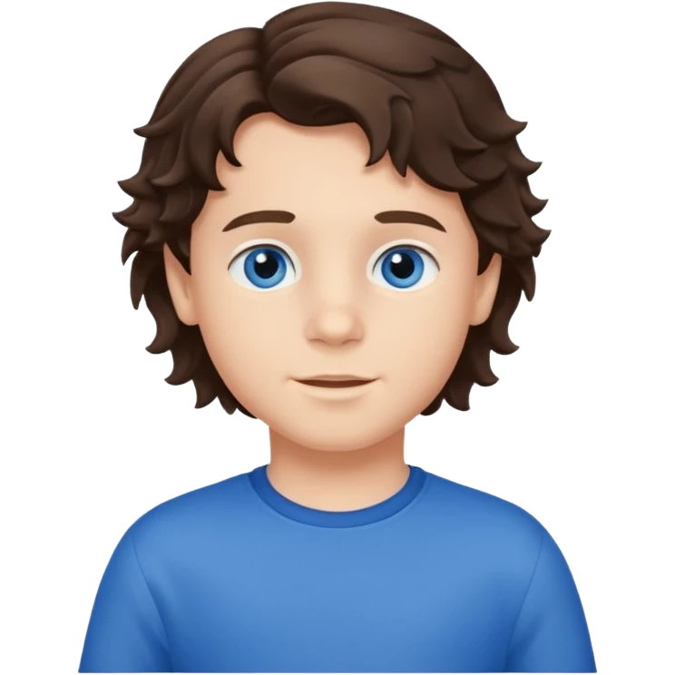 brunette wavy hair  boy 6 years old emoji