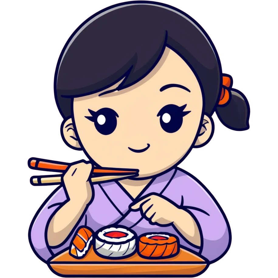 girl eating sushi emoji