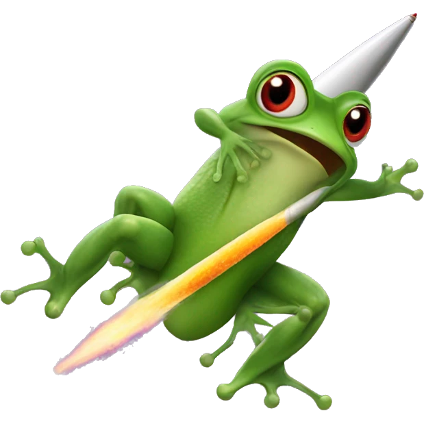 frog legs transforming into a rocket  emoji