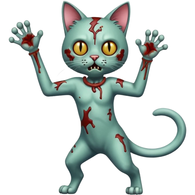 zombie cat full body with action pose emoji