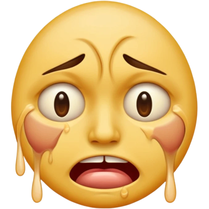 a horrifyingly distorted emoji encapsulating pain emoji