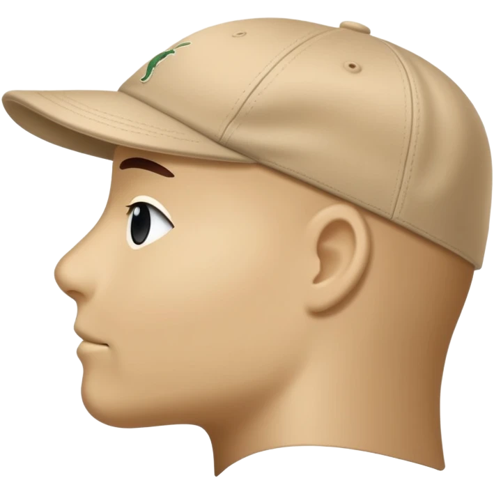Beige Kangol flat cap seen from the side profile, classic baseball cap silhouette, with visible kangaroo logo on the side, iOS emoji style, light tan color emoji