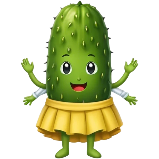 Pickle wearing a skirt emoji