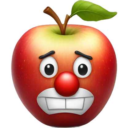 apple with a clown nose emoji