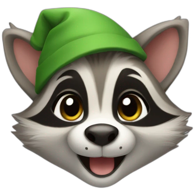 a cheerful elf raccoon emoji