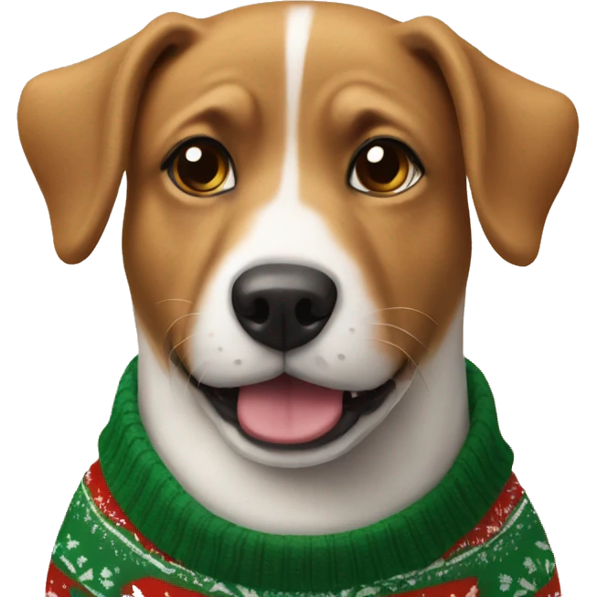 Dog wearing a Christmas sweater emoji