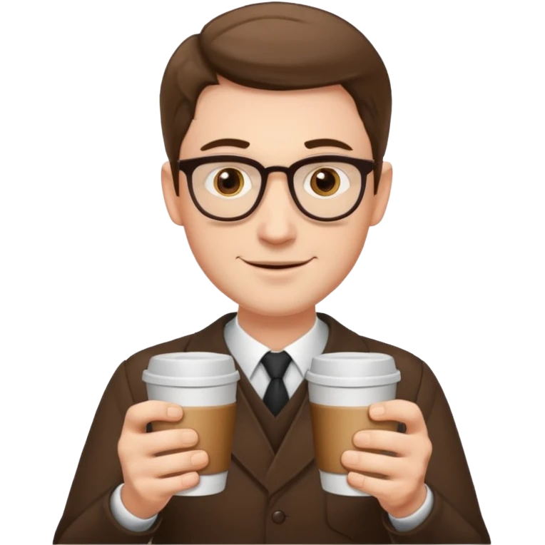 a white man with two glasses of coffee emoji