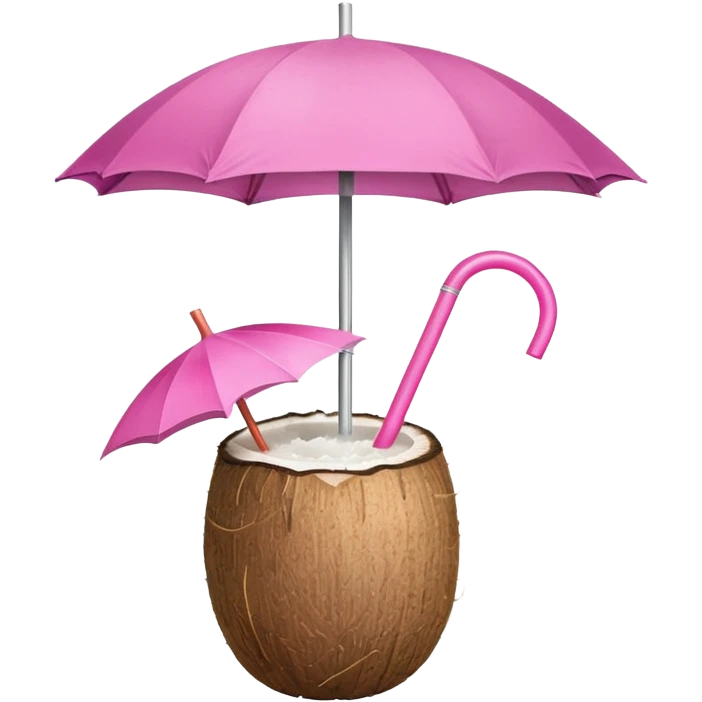 coconut drink with pink umbrella and a pink straw emoji
