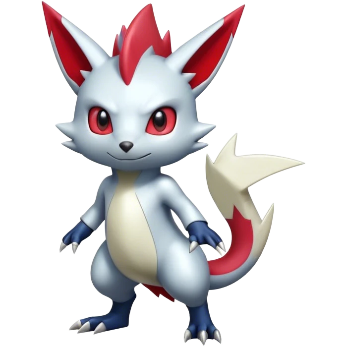 Cute Cool Edgy Shiny Futuristic Ethereal Legendary Digimon-Sneasel-Zangoose-hybrid full body emoji