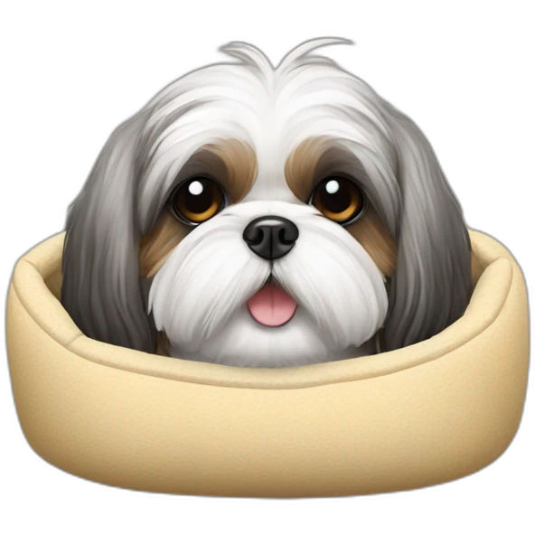Shih tZu Dog in a dog bed  emoji