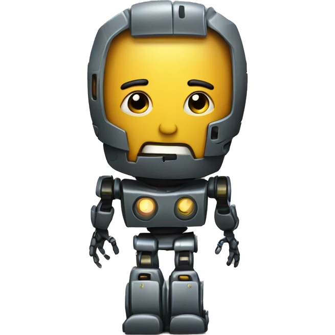 Persona con garrocha con una pierna robotica emoji