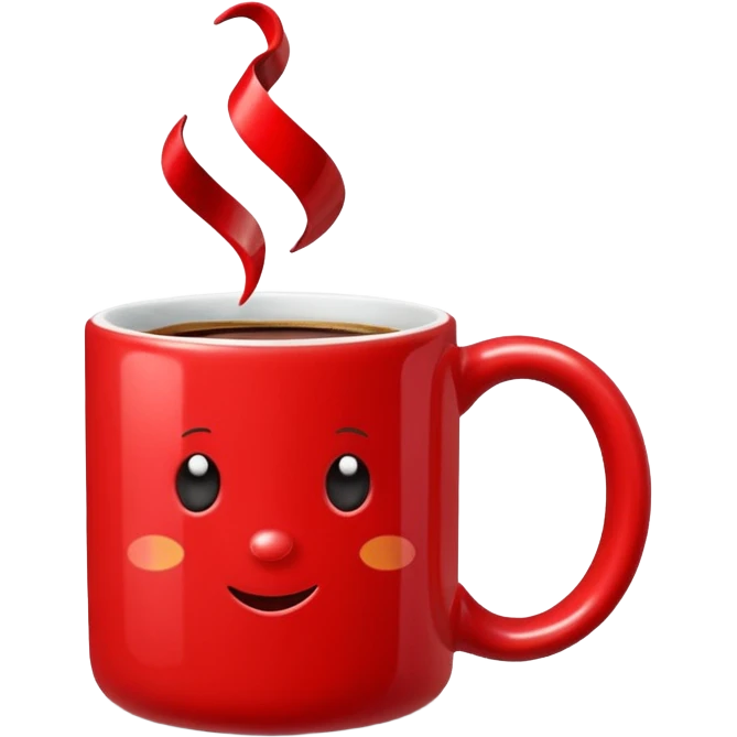 Still life, Red Coffee mug with cute d christmas embellishments emoji