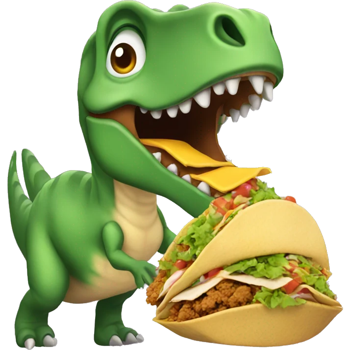 Dinosaur eating a taco emoji