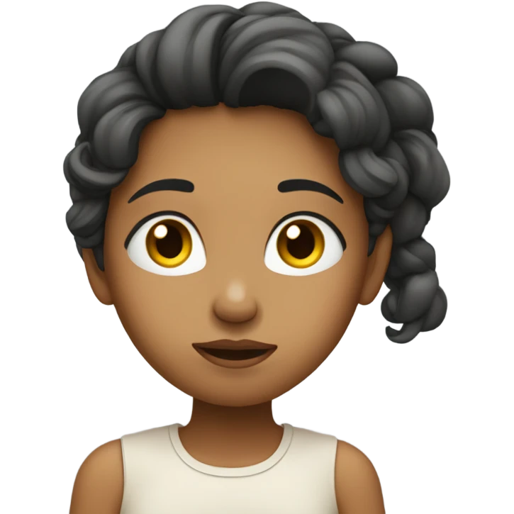 A girl in thought, looking sideways and pressing her cheek with her hand emoji