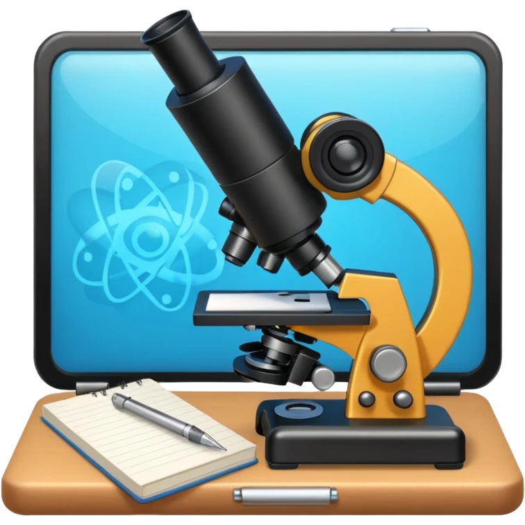 microscope next to a notebook emoji