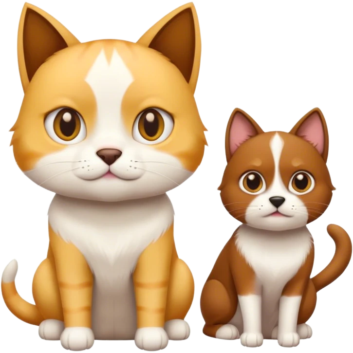 a yellow and white cat and a brown dog with sharp ears emoji