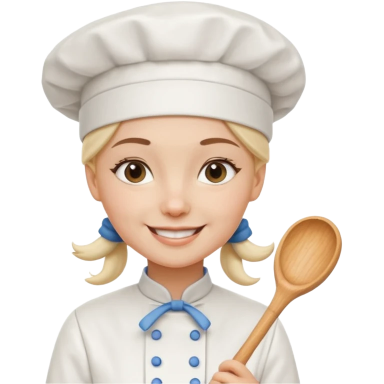 Young female baker – wearing white chef hat, holding a piping bag with cream

 emoji