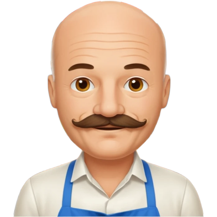 Est-ce que tu peux me faire un chef cuistot qui ressemble à Philippe Etchebest et qui est devant un restaurant? Est-ce que tu peux le faire souriant, avec une moustache de cuistot? 
 emoji