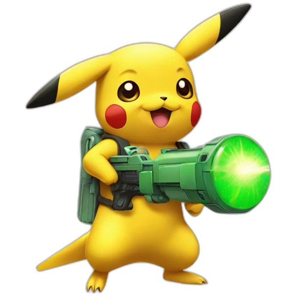 pikachu holding green raygun emoji