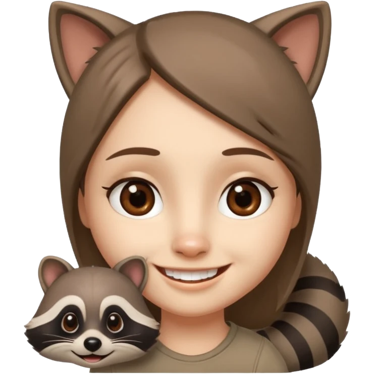 Racoon speaking with a person in cartoon emoji style friendly and calm emoji