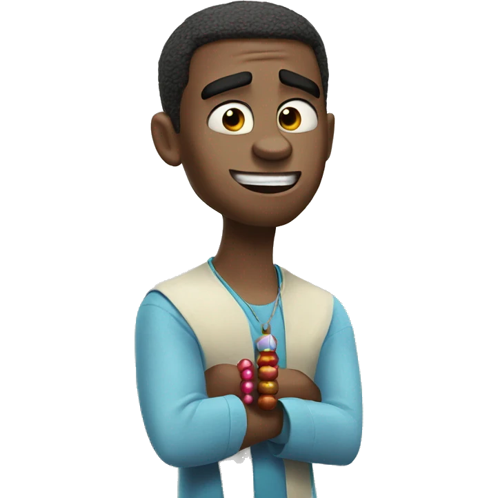 anger character from Inside out cartoon holding prayer beads emoji