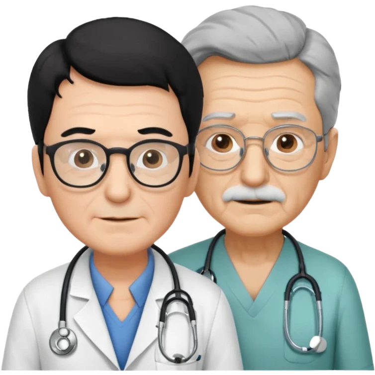 doctor black hair helping to a old man  emoji