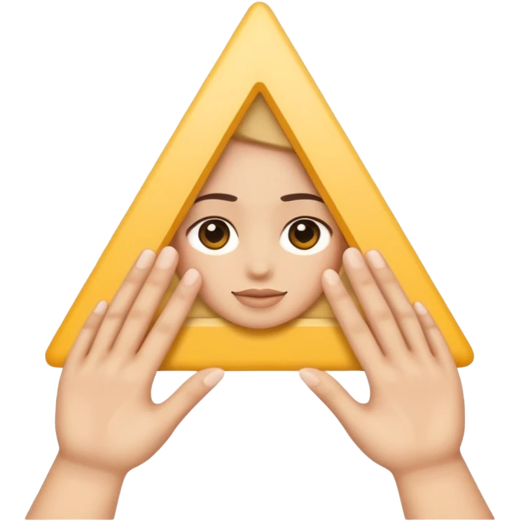 Similar to the heart hands emoji, this emoji should show a triangle created by the fingers of the hands. There should be no other triangles in the emoji. emoji