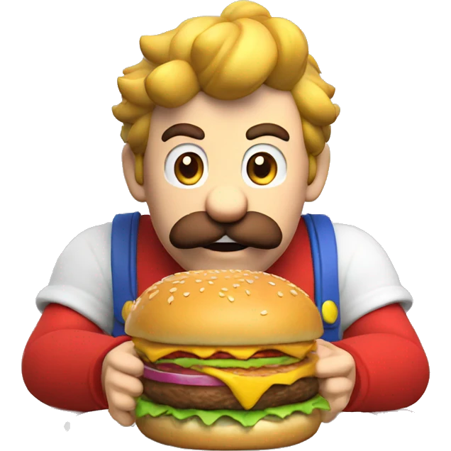 Mario eats a burger emoji
