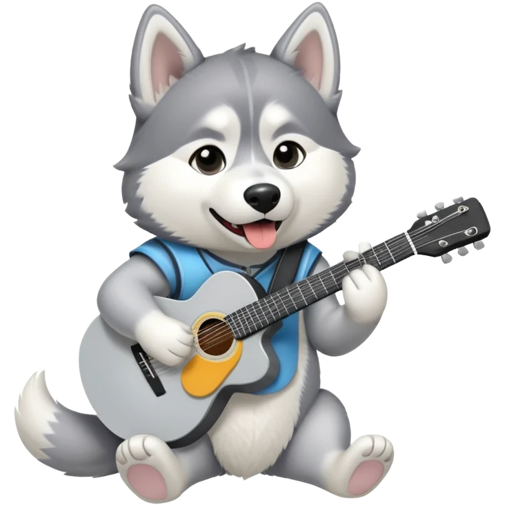 husky with guitar emoji