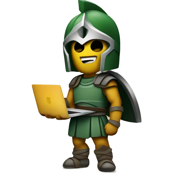 spartan with macbook emoji