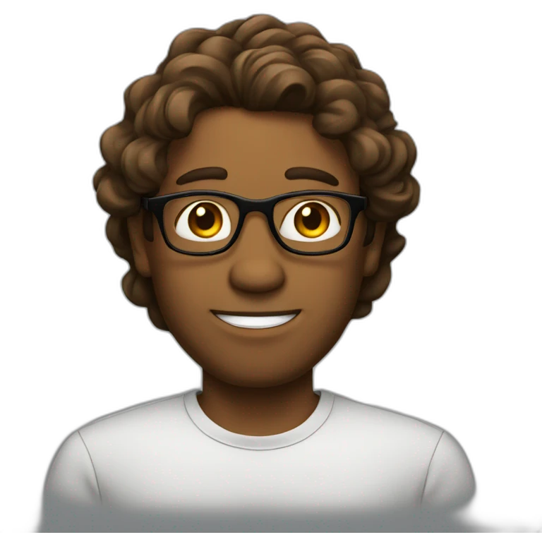 brown guy with a long wavy hairs wearing a glasses emoji