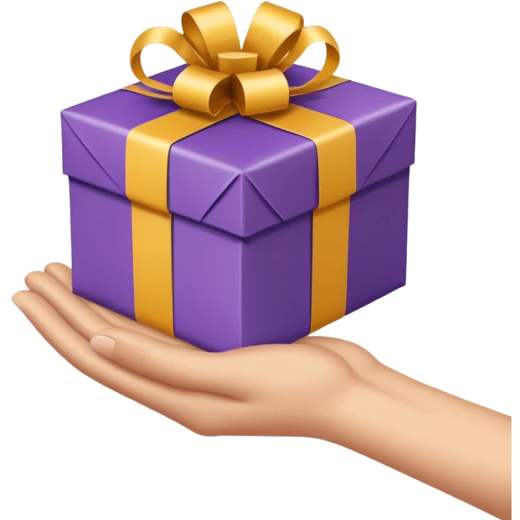 one hand offering a present, simple, clear, no text emoji
