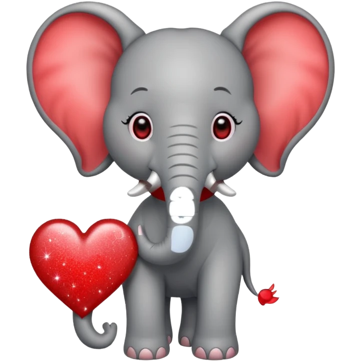 Elephant with glitter heart  emoji